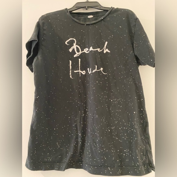 Beach House Black Graphic T-Shirt with White Speckles - Picture 2 of 3